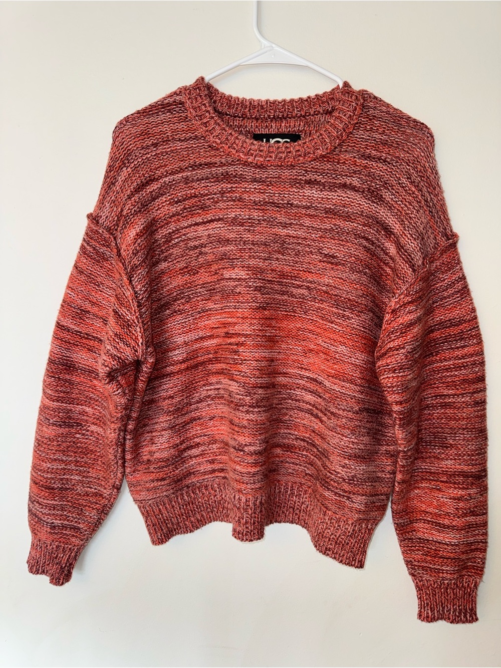 UGG Avianna Striped Wool-Blend Pullover Sweater Salmon Pink Multi- Size M